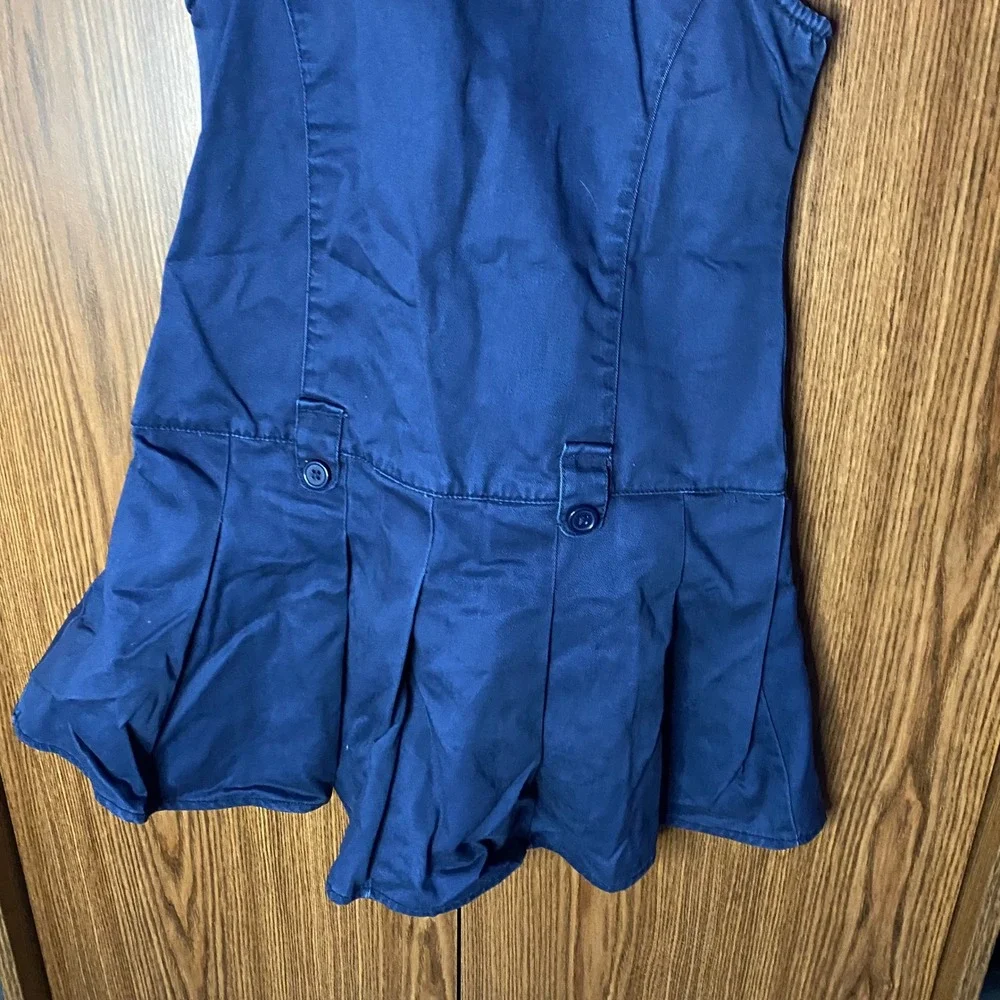Gymboree Pleated Jumper Dress Kids Size 7 Navy Blue Uniform Sleeveless Cotton